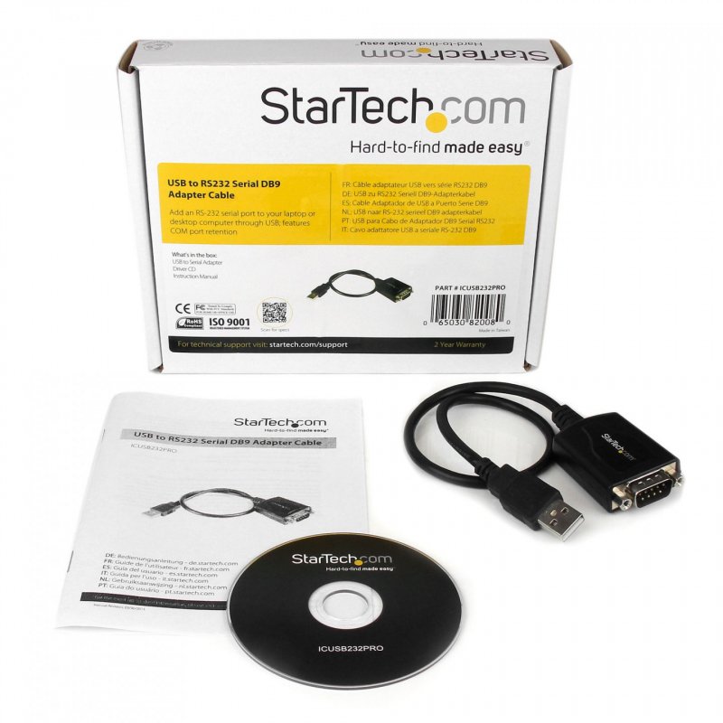 StarTech.com Câble Adaptateur de 30cm USB vers Série DB9 RS232 - Mémorisation de Port COM