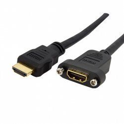 StarTech.com 3ft HDMI Female to Male Adapter, 4K High Speed Panel Mount HDMI Cable, 4K 30Hz UHD HDMI, 10.2 Gbps Bandwdit