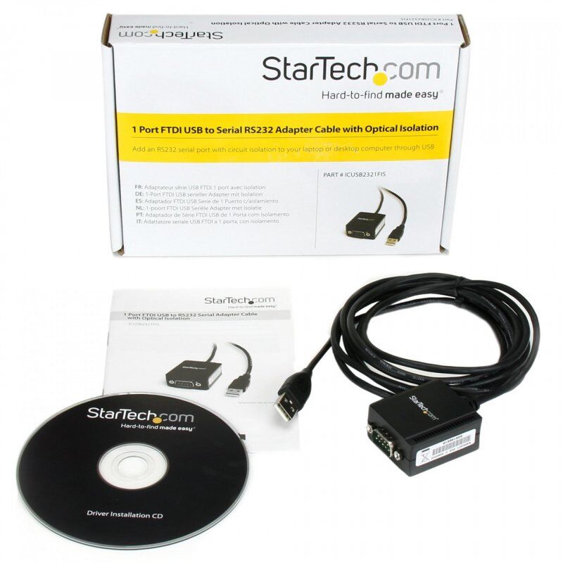 StarTech.com 1 Port FTDI USB to Serial RS232 Adapter Cable with Optical Isolation