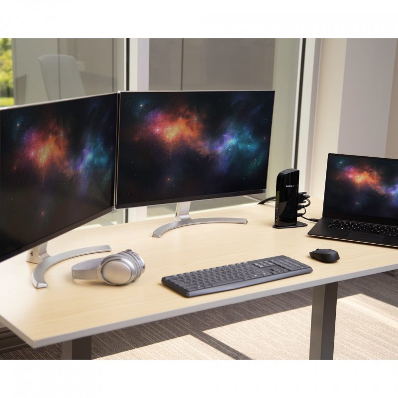 StarTech.com Station d'Accueil pour Ordinateur Portable USB 3.0 à Double Écran avec HDMI et DVI/VGA, Hub USB-A 6x, GbE