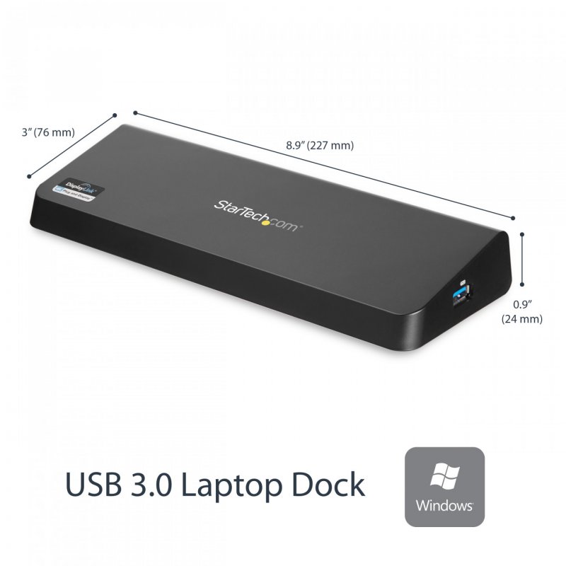 StarTech.com Station d'Accueil USB 3.0 Double Écran avec HDMI et DisplayPort 4K - USB 3.0 vers 4x USB-A, Ethernet, HDMI