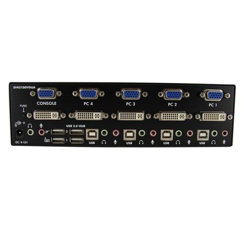 COMMUTATEUR KVM DEUX ECRANS DVI VGA 4 PORTS