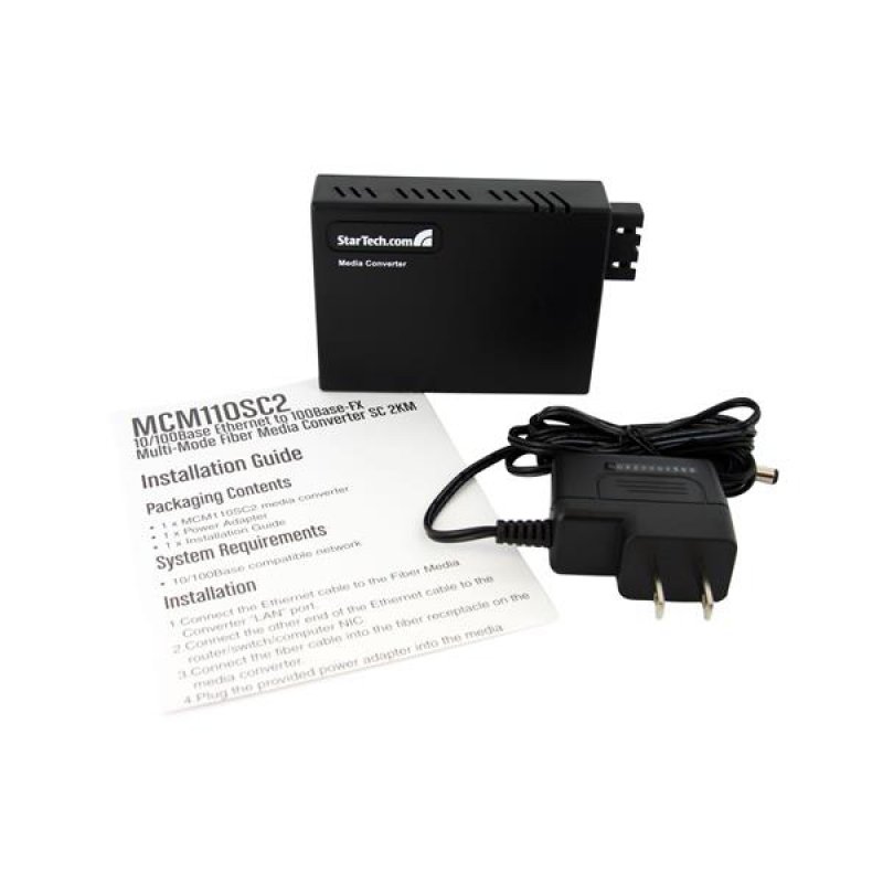 StarTech.com 10/100 Multi Mode Fiber Ethernet Media Converter SC 2 km