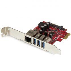 StarTech.com 3 Port PCI Express USB 3.0 Karte mit Gigabit Ethernet - 3-fach PCIe USB Schnittstellenkarte mit GbE Anschl