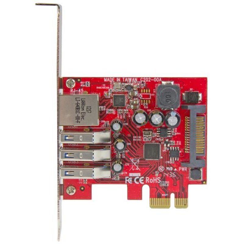 StarTech.com 3 Port PCI Express USB 3.0 Karte mit Gigabit Ethernet - 3-fach PCIe USB Schnittstellenkarte mit GbE Anschl