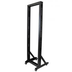StarTech.com 2-Post 42U Mobile Open Frame Server Rack, Two Post 19in Network Rack with Wheels, Rolling Open Rack for AV/