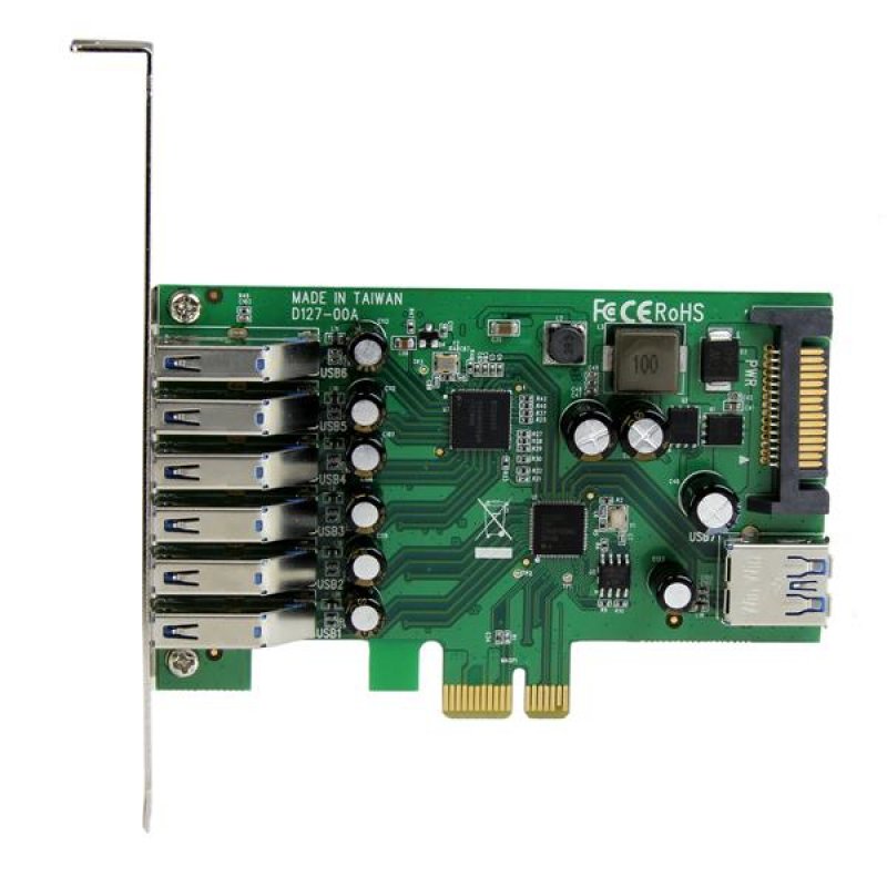 CARTE CONTROLEUR PCIE 7 PORTS USB 3.0 AVEC UASP ET ALIM. SATA