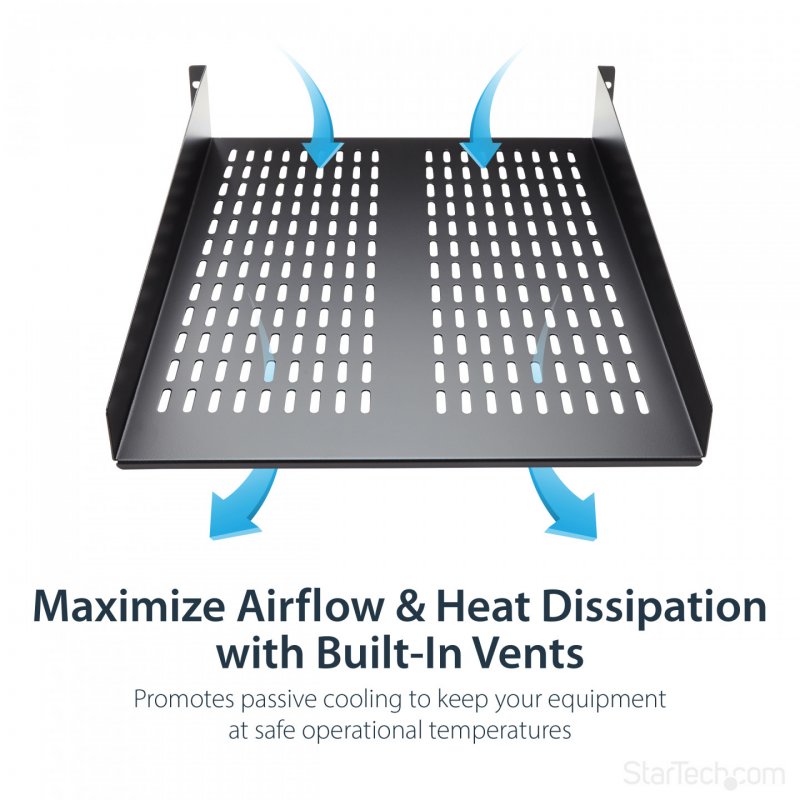 StarTech.com Etagère ventilée montée en rack 2U 22 pouces - Etagère d'armoire serveur fixe - 22 kg
