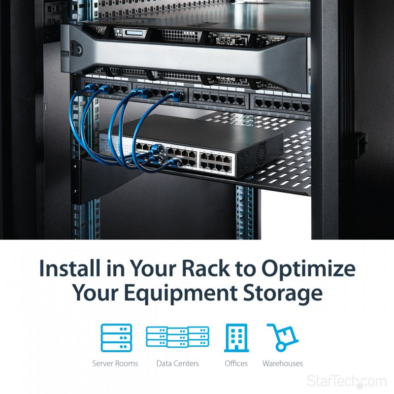 StarTech.com Etagère ventilée montée en rack 2U 22 pouces - Etagère d'armoire serveur fixe - 22 kg