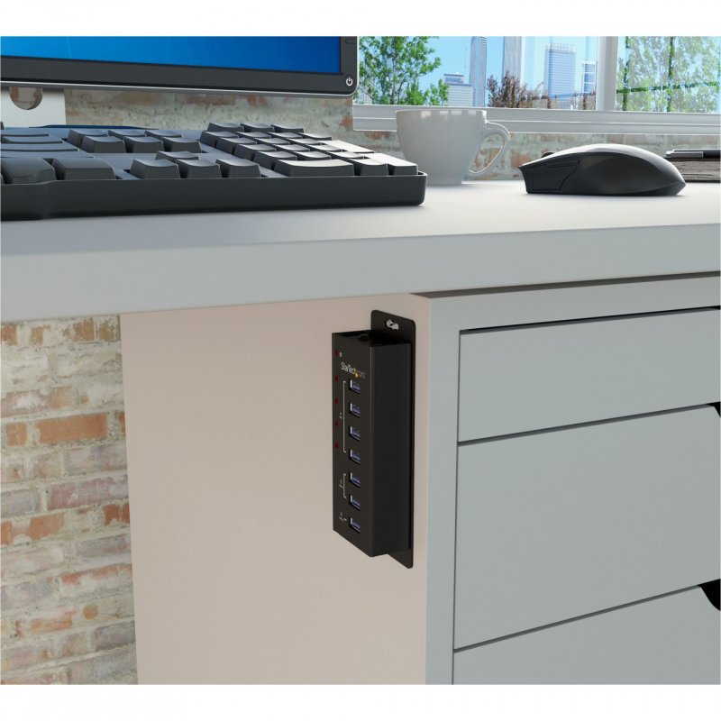 StarTech.com 4 Port USB 3.0 Hub plus 3 Dedicated USB Charging Ports (2 x 1A & 1 x 2A) - Wall Mountable Metal Enclosure~4