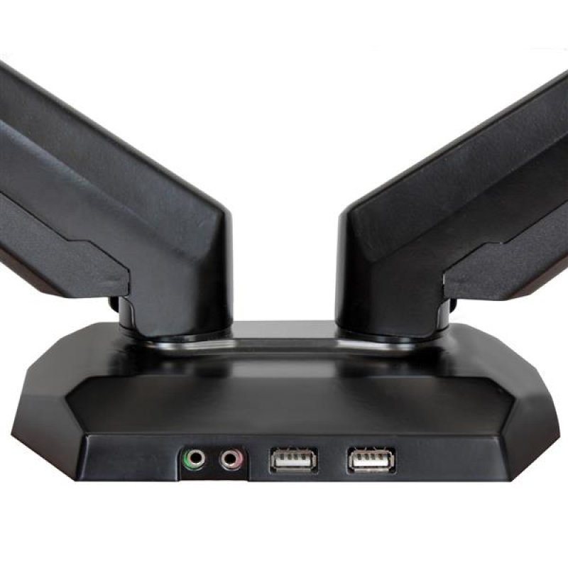 SUPPORT DE BUREAU POUR 2 ECRANS AVEC 2 PORTS USB ET AUDIO