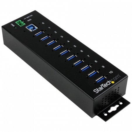 StarTech.com 10-Port Industrial USB 3.0 Hub - ESD and Surge Protection~10-Port USB 3.0 Hub - 5Gbps - Metal Industrial US