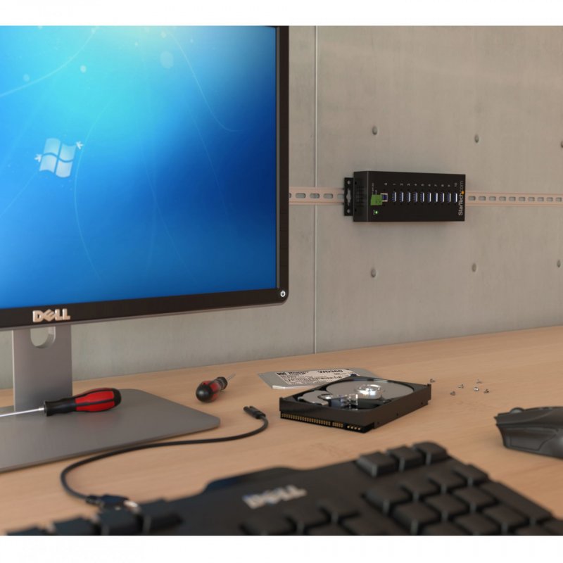 StarTech.com 10-Port Industrial USB 3.0 Hub - ESD and Surge Protection~10-Port USB 3.0 Hub - 5Gbps - Metal Industrial US