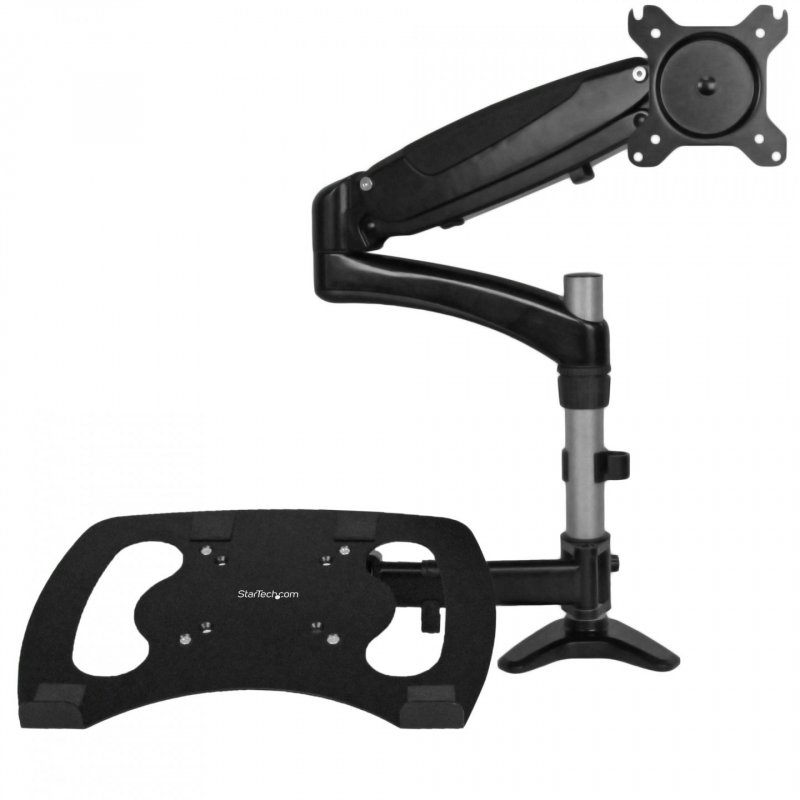 Support de bureau pour écran de 15" à 27" avec bras articulé et support pour ordinateur portable