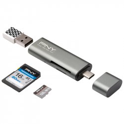 PNY R-TC-UA-3N1E01-RB lecteur de carte mémoire USB 3.2 Gen 1 (3.1 Gen 1) Type-C Métallique