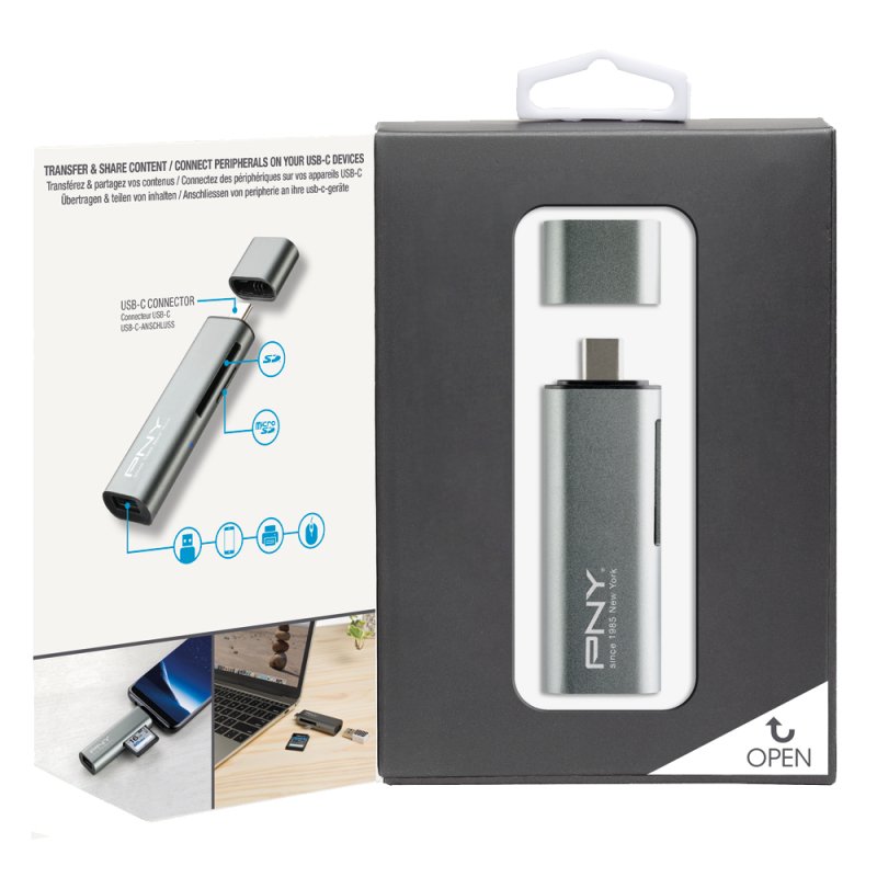 PNY R-TC-UA-3N1E01-RB card reader USB 3.2 Gen 1 (3.1 Gen 1) Type-C Metallic