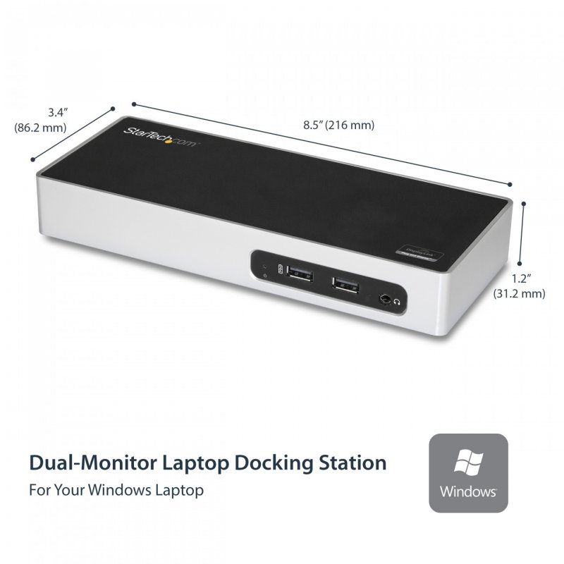 StarTech.com USB 3.0 Docking Station - Dual Monitor Laptop Docking Station with HDMI & DVI/VGA Video - 6-port USB 3.1 Ge