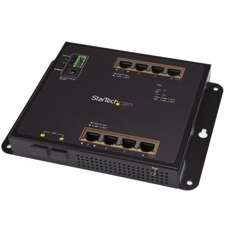 StarTech.com Industrial 8 Port Gigabit PoE+ Switch w/2 SFP MSA Slots - 30W - Layer/L2 Switch Hardened GbE Managed - Rugg