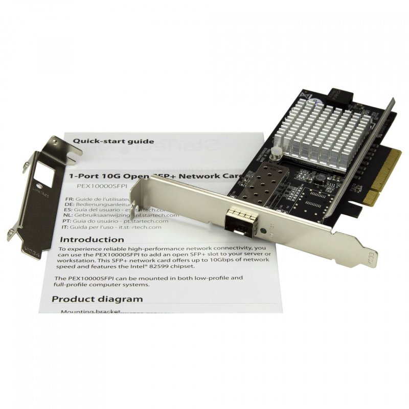 CARTE RESEAU PCIE 1 PORT FIBRE OPTIQUE 10 GBE - SFP+ OUVERT