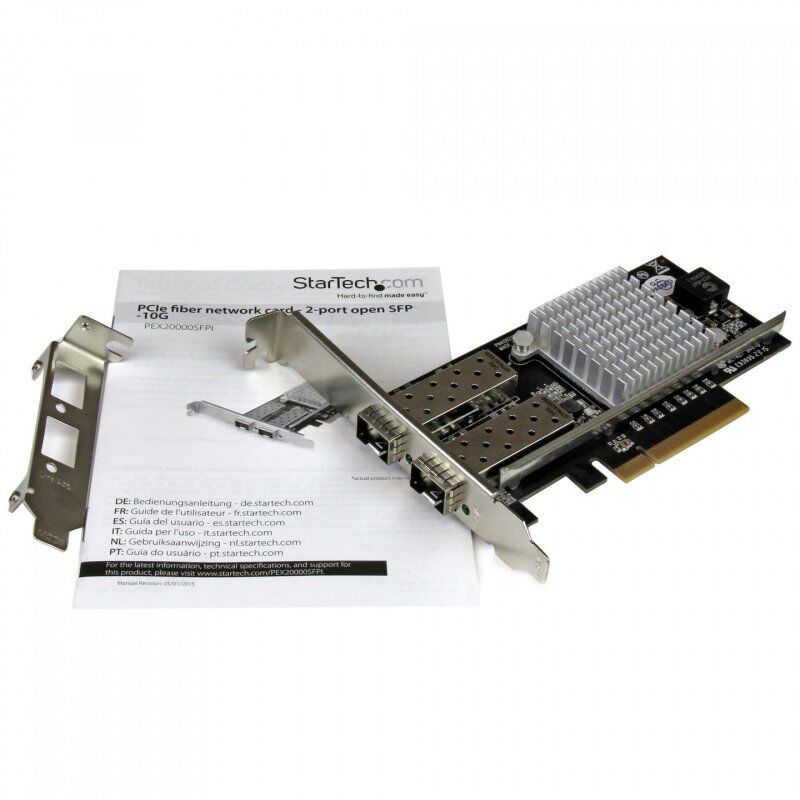 StarTech.com 10G Network Card - 2x 10G Open SFP+ Multimode LC Fiber Connector - Intel 82599 Chip - Gigabit Ethernet Car