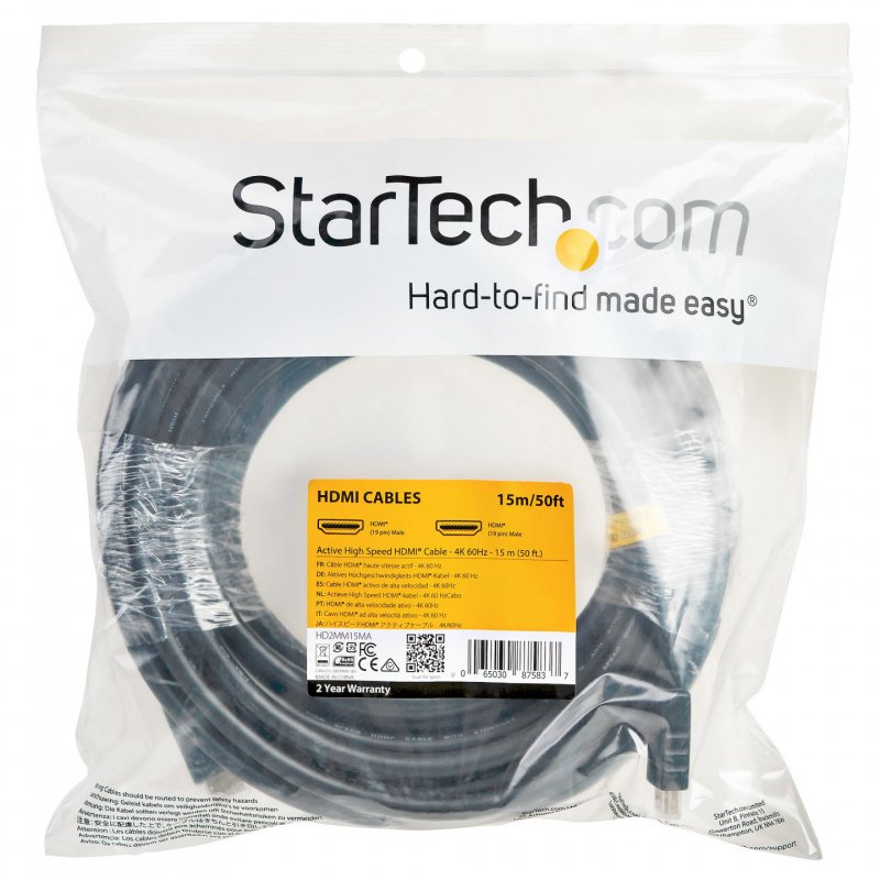 StarTech.com Câble HDMI haute vitesse 4K 60Hz de 15 m - Actif - CL2