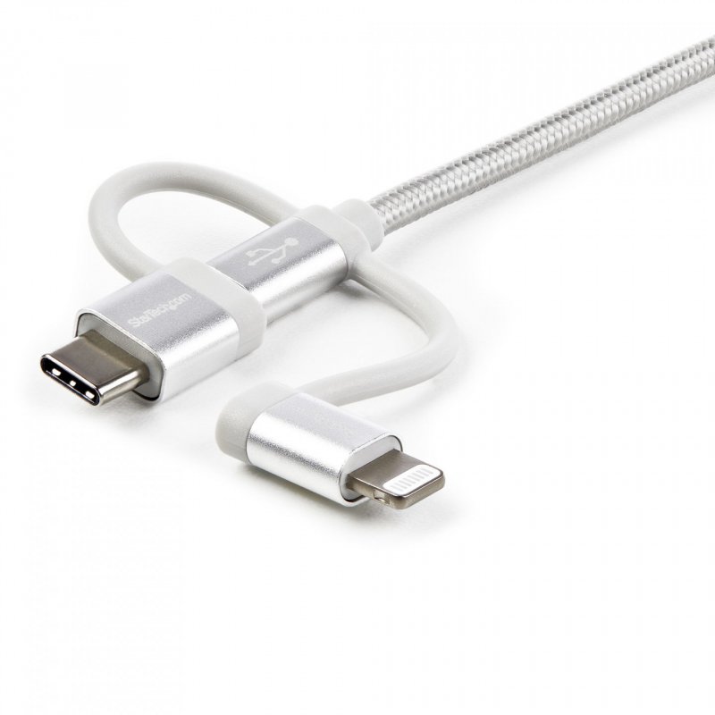 StarTech.com 1 m (3 f.t) USB Multi Charging Cable - USB to Micro-USB or USB-C or Lightning for iPhone / iPad / iPod / An