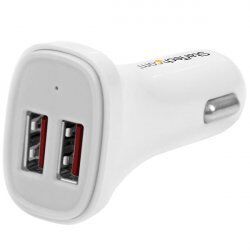 CHARGEUR DE VOITURE A 2 PORTS USB - 24 W / 4 8 A - BLANC