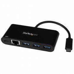 StarTech.com 3 Port USB-C Hub with Gigabit Ethernet & 60W Power Delivery Passthrough Laptop Charging - USB-C to 3x USB-A