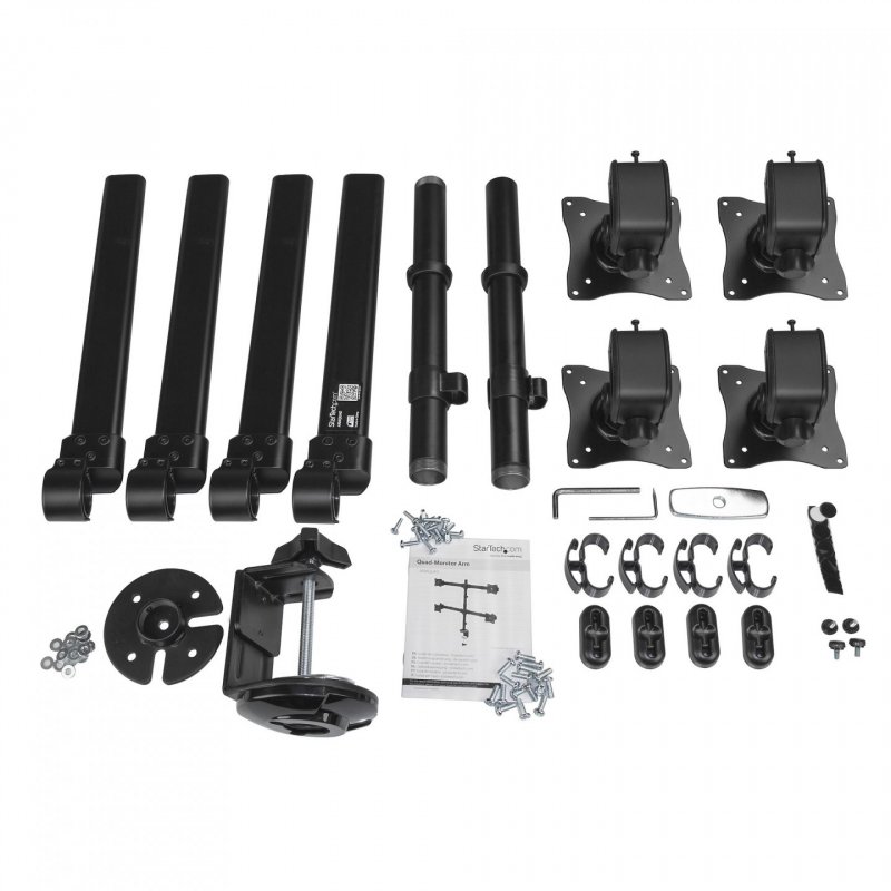 StarTech.com Desk Mount Quad Monitor Arm - Ergonomic VESA 4 Monitor Mount 2x2 up to 27" - Articulating & Height Adjustab