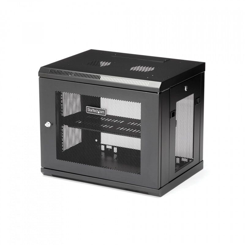 StarTech.com 2 Post 9U 19" Wall Mount Network Cabinet - Adjustable Depth 6-15"- Locking IT Switch Depth Enclosure - Vent