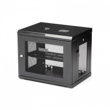 StarTech.com 2 Post 9U 19" Wall Mount Network Cabinet - Adjustable Depth 6-15"- Locking IT Switch Depth Enclosure - Vent