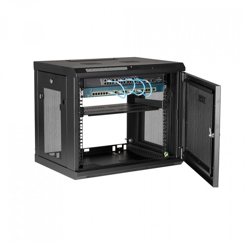 StarTech.com 2 Post 9U 19" Wall Mount Network Cabinet - Adjustable Depth 6-15"- Locking IT Switch Depth Enclosure - Vent