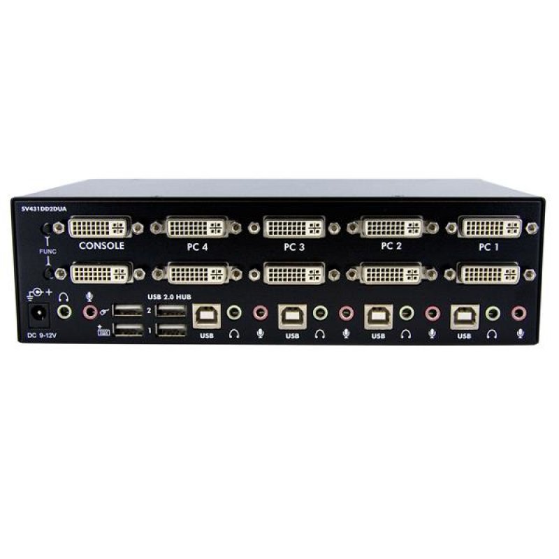 StarTech.com 4 Port Dual DVI USB KVM Switch/ Umschalter mit Audio und USB 2.0 Hub - KVM-/Audio-/USB-Switch - 4 Anschlüs