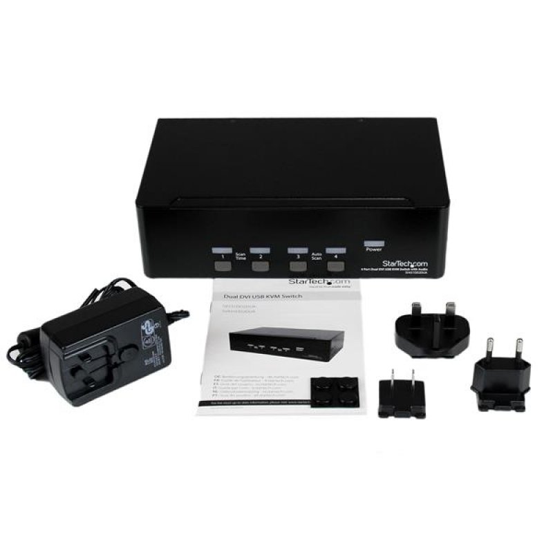 COMMUTATEUR KVM DOUBLE DVI USB AVEC AUDIO - 4 PORTS