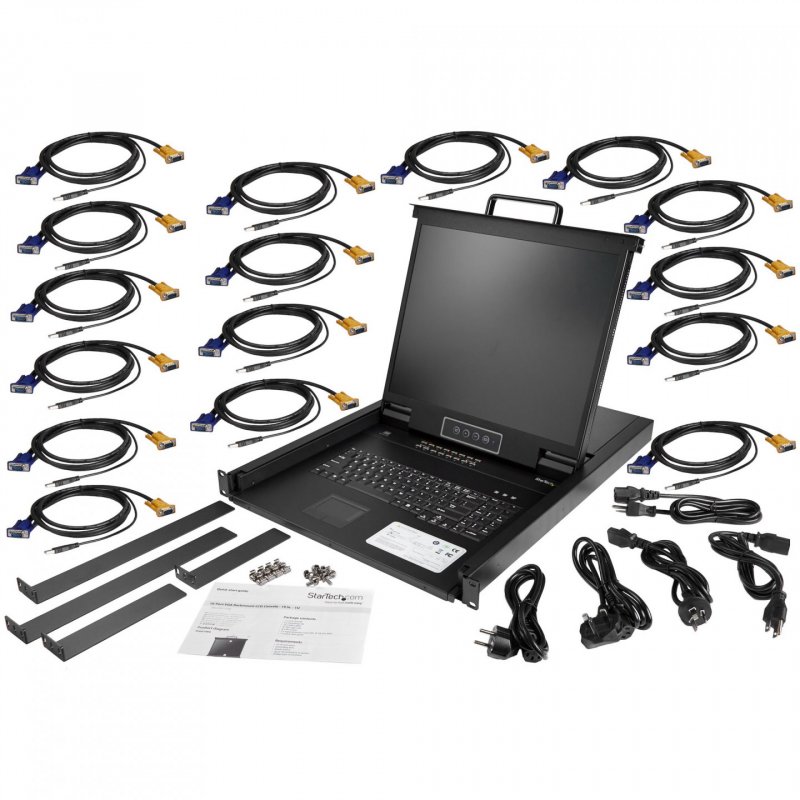 StarTech.com 16 Port Rackmount KVM Console w/ 6ft Cables - Integrated KVM Switch w/ 19" LCD Monitor - Fully Featured 1U 