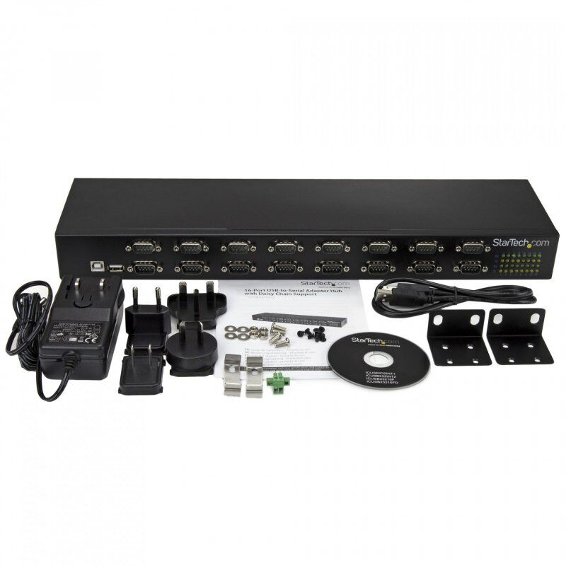 StarTech.com Hub série RS232 à 16 ports - Adaptateur USB vers 16x DB9 RS232 à montage en rack