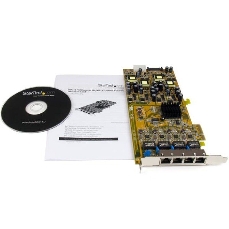 StarTech.com Carte réseau PCIe à 4 ports Gigabit Power over Ethernet - NIC PCI Express PSE / PoE