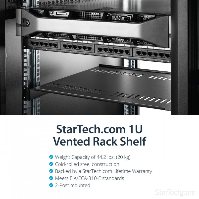 StarTech.com Étagère ventilée 1U pour rack serveur - Profondeur de 400 mm