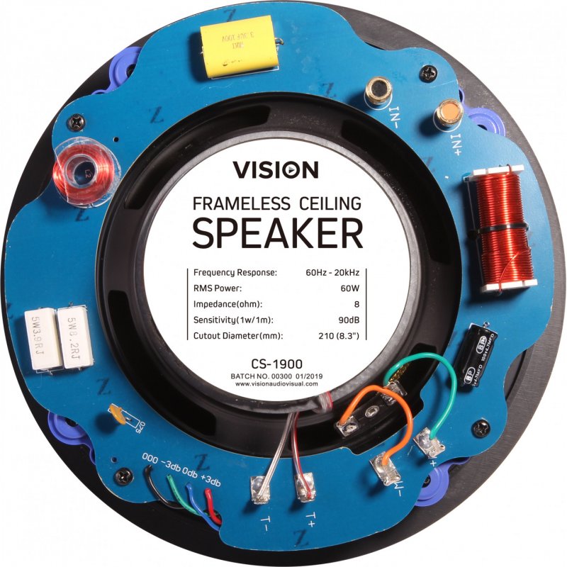 Vision CS-1900 haut-parleur 1-voie Noir, Blanc, Jaune Avec fil 60 W