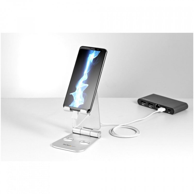 StarTech.com Phone and Tablet Stand - Foldable Universal Mobile Device Holder for Smartphones & Tablets - Adjustable Mul