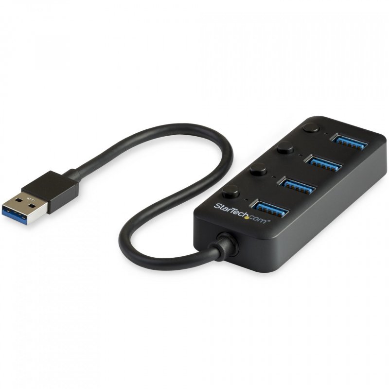 StarTech.com 4 Port USB 3.0 Hub - USB-A to 4x USB 3.0 Type-A with Individual On/Off Port Switches - SuperSpeed 5Gbps USB