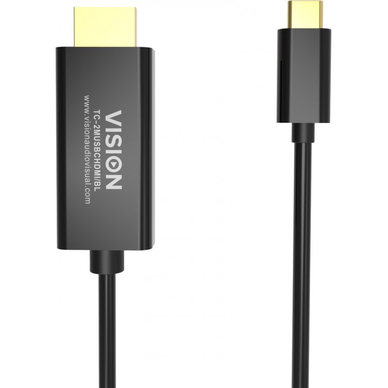 VISION compatible 2m Black USB-C to HDMI Cable