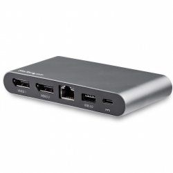 StarTech.com USB C Dock - 4K Dual Monitor DisplayPort - Mini Laptop Docking Station - 100W Power Delivery Passthrough - 