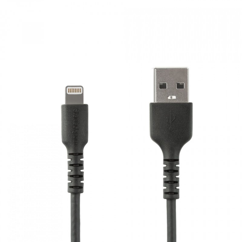 StarTech.com 3 foot (1m) Durable Black USB-A to Lightning Cable - Heavy Duty Rugged Aramid Fiber USB Type A to Lightning
