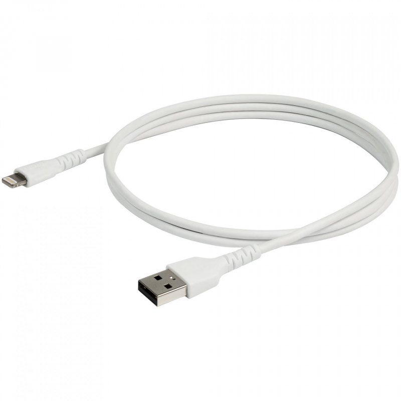 StarTech.com 3 foot (1m) Durable White USB-A to Lightning Cable - Heavy Duty Rugged Aramid Fiber USB Type A to Lightning