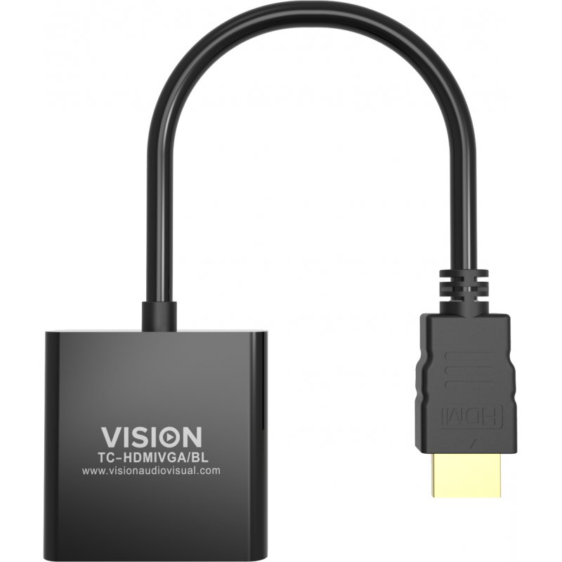 Vision TC-HDMIVGA/BL video cable adapter 0.23 m HDMI Type A (Standard) VGA (D-Sub) Black