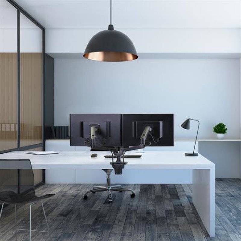 Bras LX Bi-écrans Juxtaposés, Fixation Bureau