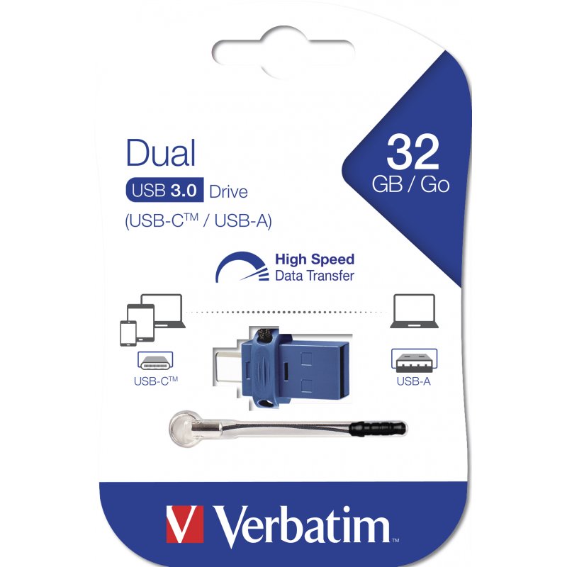 Verbatim Dual - USB 3.0 Drive 32 GB - USB-C / USB-A - Blue