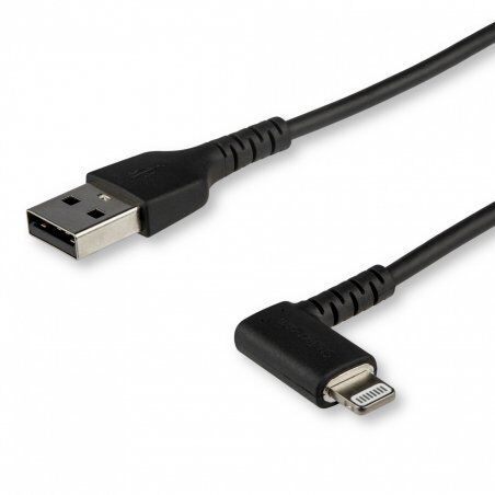 StarTech.com Câble USB-A vers Lightning Noir Robuste 1m Coudé à 90° - Câble de Charge/Synchronisation USB Type A ve