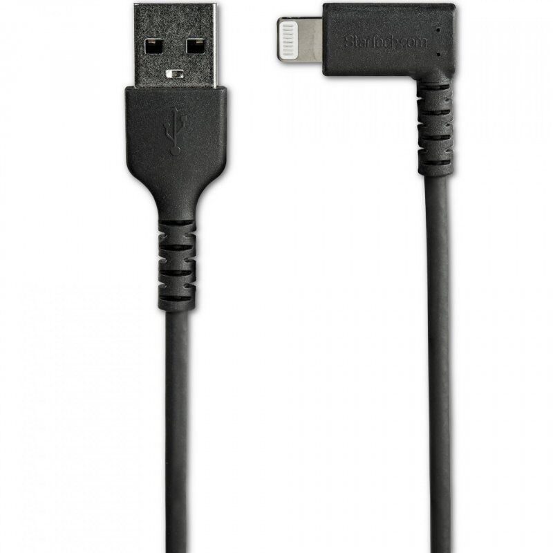 StarTech.com Câble USB-A vers Lightning Noir Robuste 1m Coudé à 90° - Câble de Charge/Synchronisation USB Type A ve